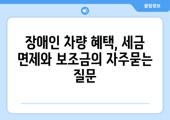 장애인 차량 혜택, 세금 면제와 보조금